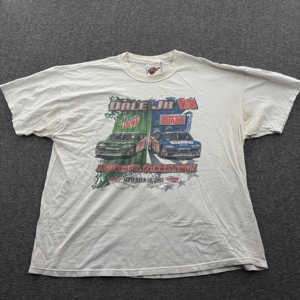 Vintage DEI Dale Earnhardt Nascar EARNHARDT JR. White T-Shirt Size 2XL B2